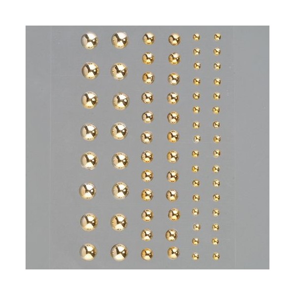 Set de 72 Demi-perles doré brillant autocollantes, diamètre 3, 5 et 7 mm, pour scrapbooking - Photo n°1