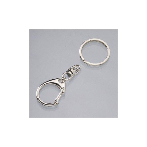 Porte-clefs anti-vrilles, avec anneau, 25 mm x 85 mm, couleur argent - Photo n°1
