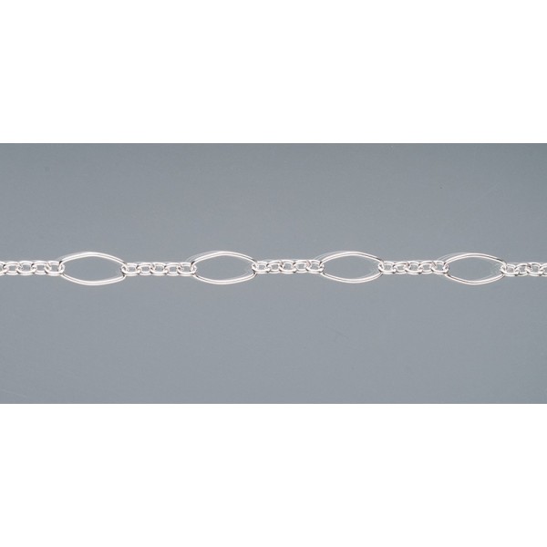 Chaine maille ovale, aluminium argenté, 25 cm - Photo n°1