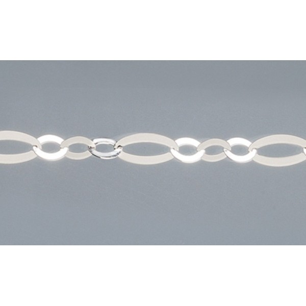 Chaine de bijoux aluminium argenté, longueur 25 cm, maille ovale plate - Photo n°1