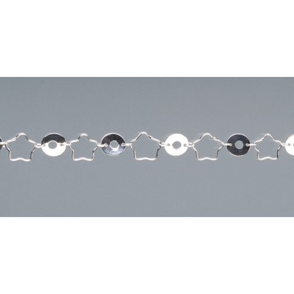 Chaine de bijoux Aluminium argenté, 25 cm de long, maille Ovale Fleurs - Photo n°1