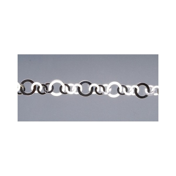 Chaine de bijoux aluminium argenté, 25 cm de long, Maille ronde et plate - Photo n°1