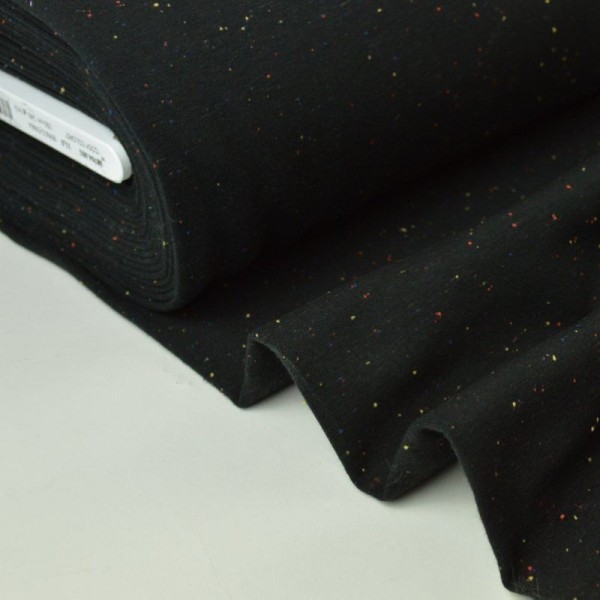 Tissu Jersey molleton fantaisie cosy noir .x1m - Photo n°1