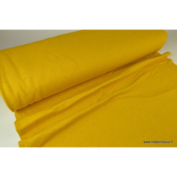 Tissu Jersey molleton fantaisie cosy jaune .x1m - Photo n°2