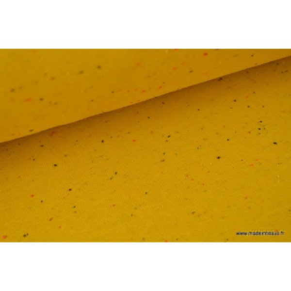 Tissu Jersey molleton fantaisie cosy jaune .x1m - Photo n°3