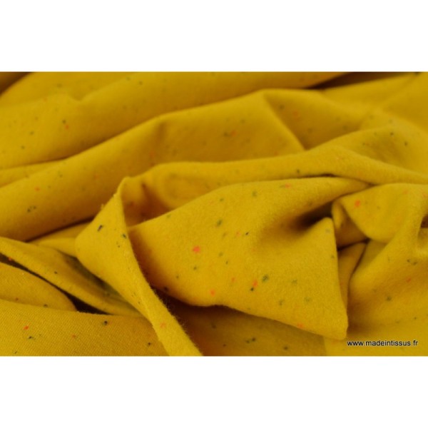 Tissu Jersey molleton fantaisie cosy jaune .x1m - Photo n°4