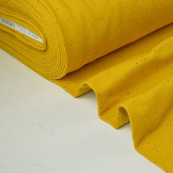 Tissu Jersey molleton fantaisie cosy jaune .x1m - Photo n°1