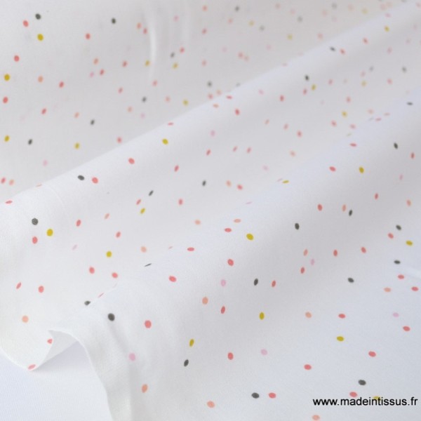 Tissu coton imprimé petits points multi couleurs .x1m - Photo n°1