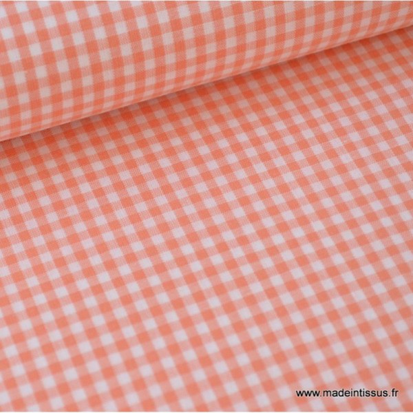 Tissu vichy petits carreaux 100%coton CORAIL - Photo n°1