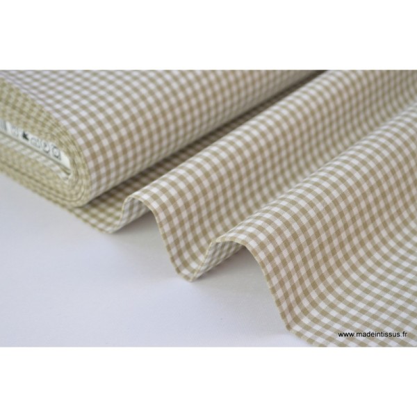 Tissu vichy petits carreaux 100%coton SABLE   - Oeko Tex - Photo n°2