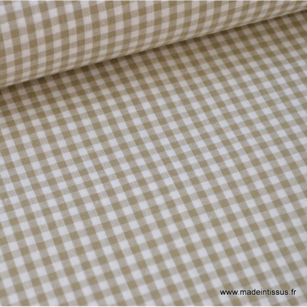 Tissu vichy petits carreaux 100%coton SABLE   - Oeko Tex - Photo n°1