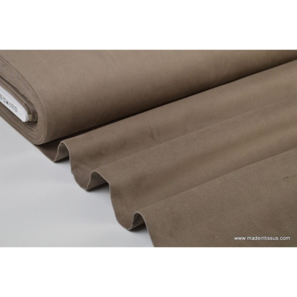 Tissu velours ras coton gris taupe pour confection pantalon .x1m - Photo n°1