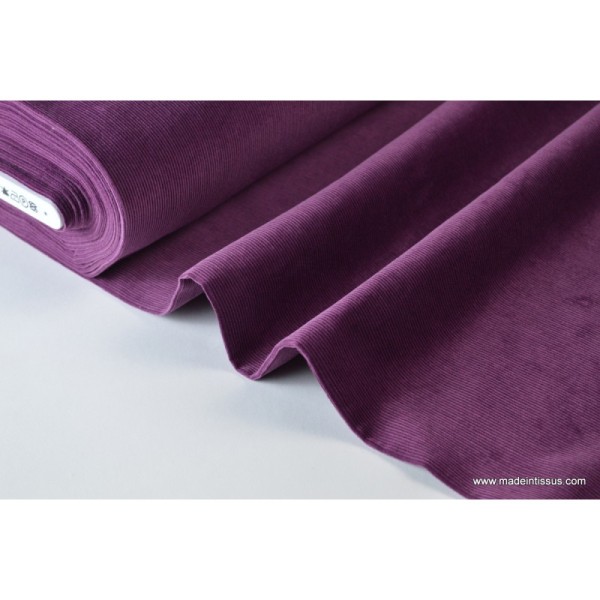Tissu velours côtelé coton violet/prune .x1m - Photo n°1