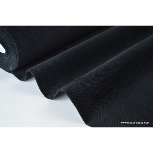 Tissu velours côtelé coton noir .x1m - Photo n°1
