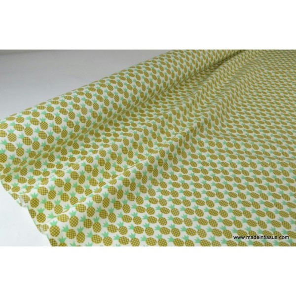 tissu popeline coton imprimé ananas CARAIBES .x1m - Photo n°3