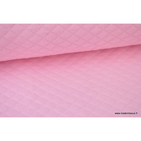 Tissu Jersey coton matelassé 1x1 rose pour confection habillement .x1m - Photo n°1
