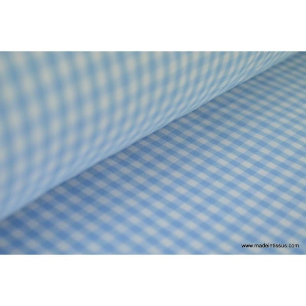 Tissu vichy polyester coton ciel et blanc .x1m - Photo n°1