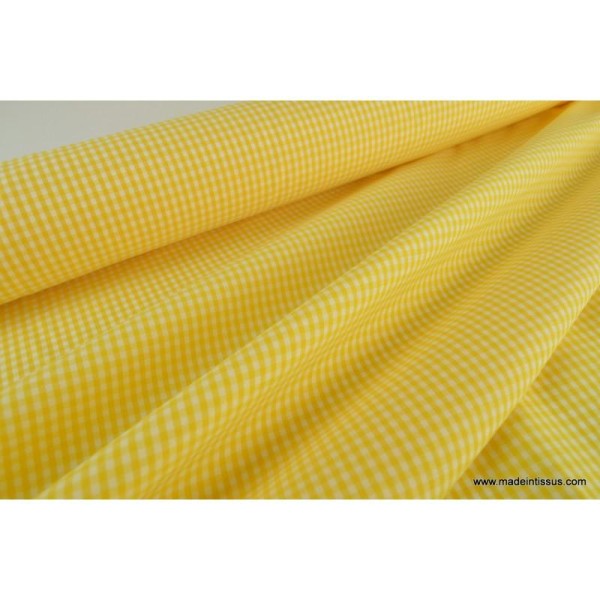 Tissu vichy polyester coton jaune et blanc .x1m - Photo n°2