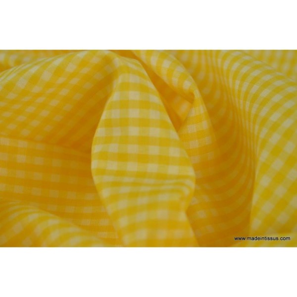 Tissu vichy polyester coton jaune et blanc .x1m - Photo n°3