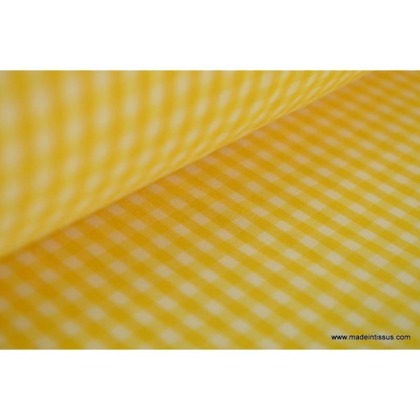 Tissu vichy polyester coton jaune et blanc .x1m - Photo n°1