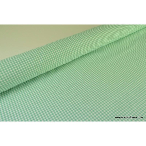 Tissu vichy polyester coton vert et blanc .x1m - Photo n°2