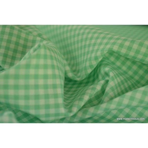 Tissu vichy polyester coton vert et blanc .x1m - Photo n°3