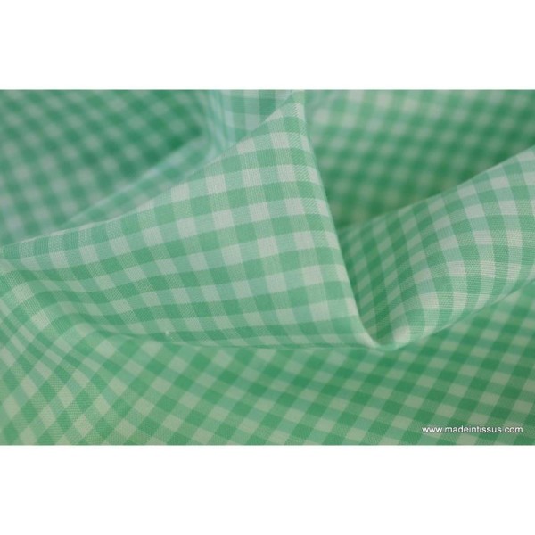 Tissu vichy polyester coton vert et blanc .x1m - Photo n°4