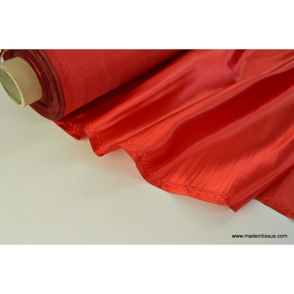 Tissu Doublure satin rouge polyester premier prix .x1m - Photo n°1