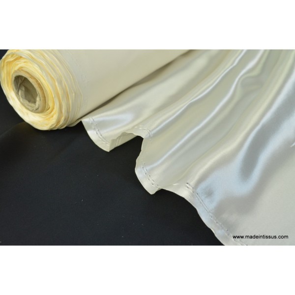Tissu Doublure satin ivoire polyester premier prix .x1m - Photo n°1