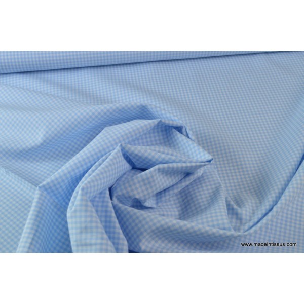 Tissu vichy petits carreaux coton bleu et blanc - Photo n°4