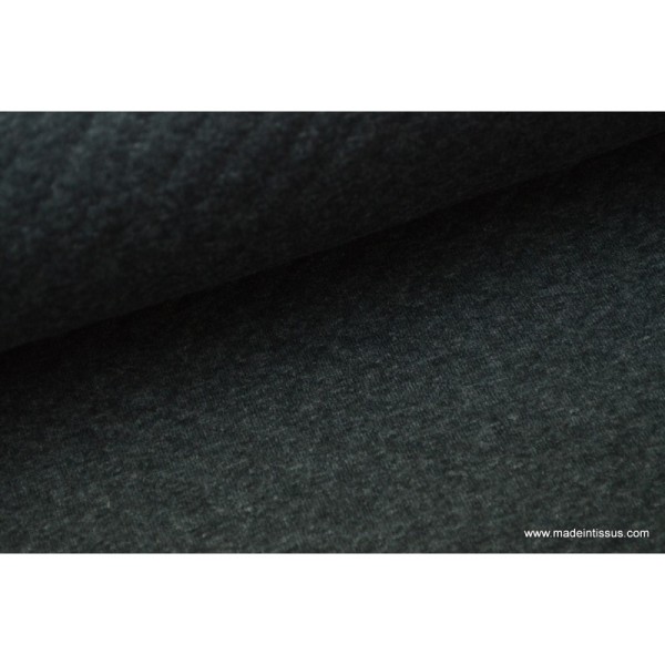 Tissu Jersey coton matelassé 1x1 coloris Anthracite - Photo n°1