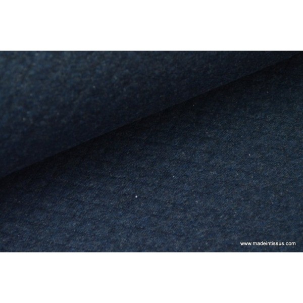 Tissu Jersey coton matelassé 1x1 marine pour confection habillement .x1m - Photo n°1