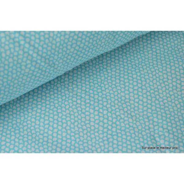 Tissu 100% coton dessin squama turquoise 160cm 110gr/m² . x1m - Photo n°3