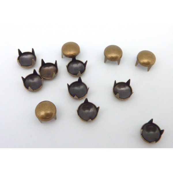 5 Clous Griffe Rond En Métal Couleur Bronze 6mm Pour Customiser - Photo n°1