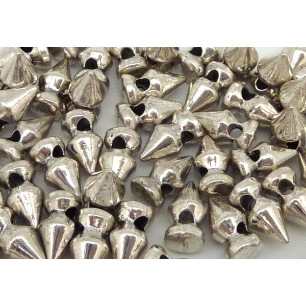 5 Perles Clous Conique De 11mm X 5,7mm En Métal Argenté - Photo n°2