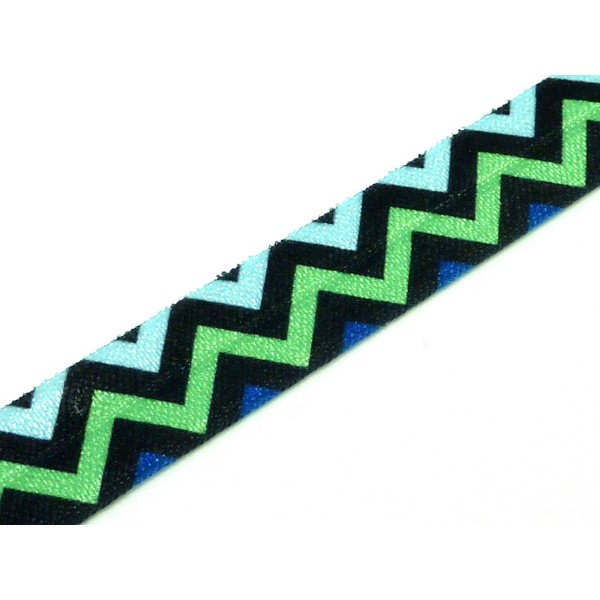 1m Ruban Élastique 15mm Motif Zigzag Triangle Géométrique Pour Headband Par Exemple De Couleur Bl - Photo n°2