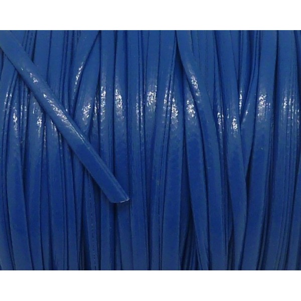 1m Lanière Cuir Synthétique Couleur Bleu Électrique 2,5mm Aspect Brillant Vernis Idéal Bracelet - Photo n°1