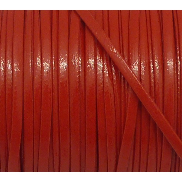 1m Lanière Cuir Synthétique Couleur Rouge Vif 2,5mm Aspect Brillant Vernis Idéal Bracelet Multira - Photo n°1