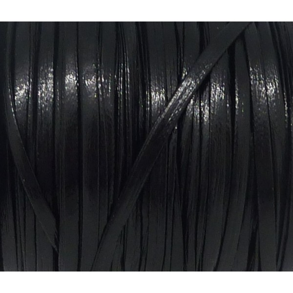 1m Lanière Cuir Synthétique Couleur Noir 2,5mm Aspect Brillant Vernis Idéal Bracelet Multirangs - Photo n°1