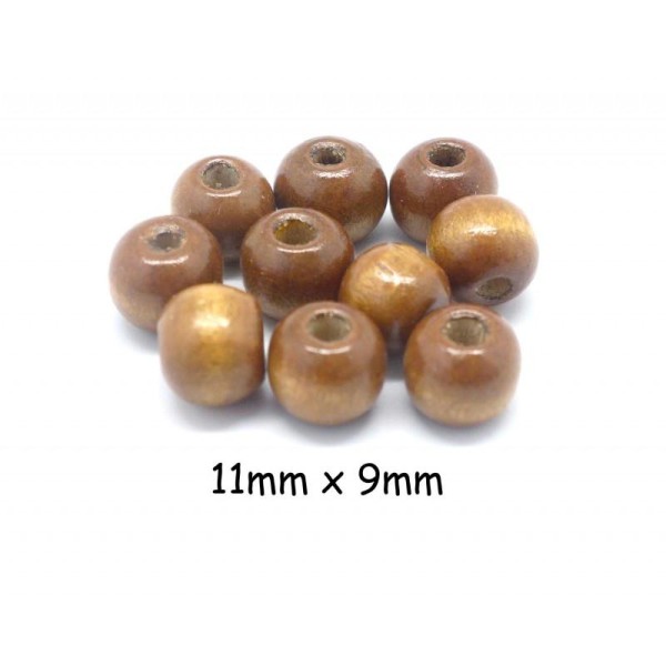 50 Perles En Bois 10mm De Couleur Marron Noisette - Photo n°1