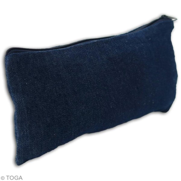 Trousse plate en tissu 22 cm Bleu jean - Photo n°2