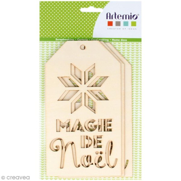 Grandes étiquettes en bois à décorer - Magie de Noël - 3 pcs - Photo n°1