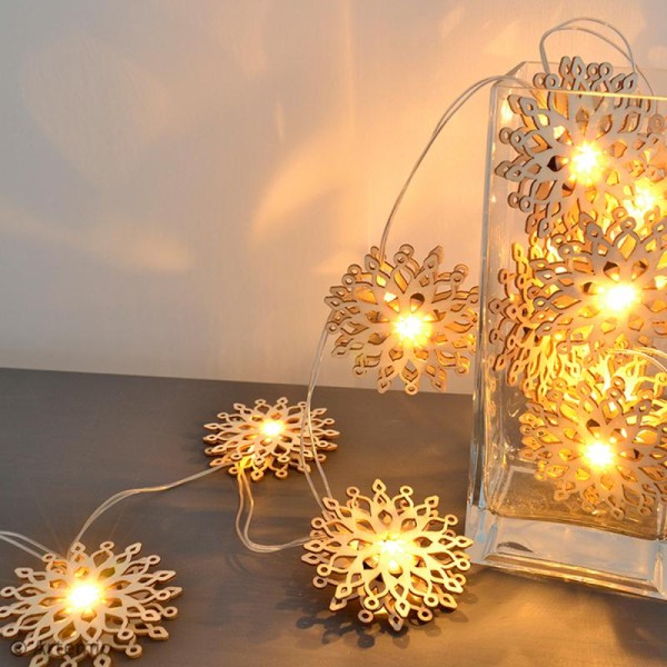 Guirlande Lumineuse à LED - Flocons en bois - Photo n°4