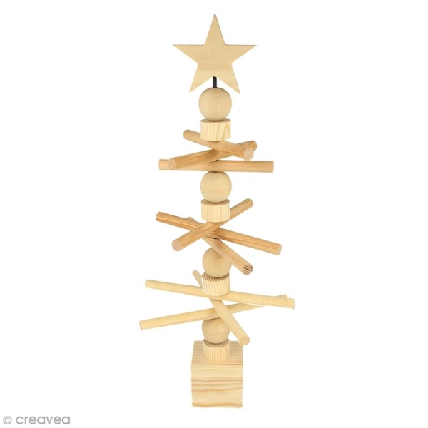 Sapin de Noël en bois design - Rotatif - 15 x 36 cm - Photo n°1