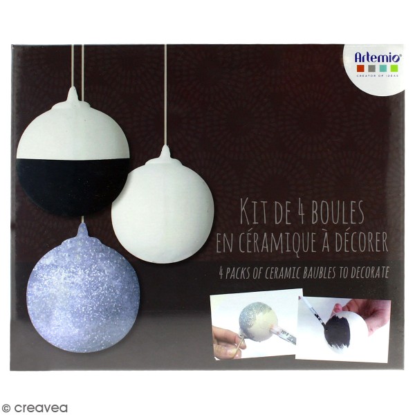 Kit créatif Décorations boules de Noël en céramique - 8 cm - Photo n°1