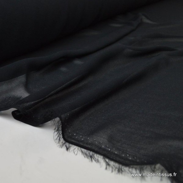 Tissu Mousseline coloris noir . - Photo n°1