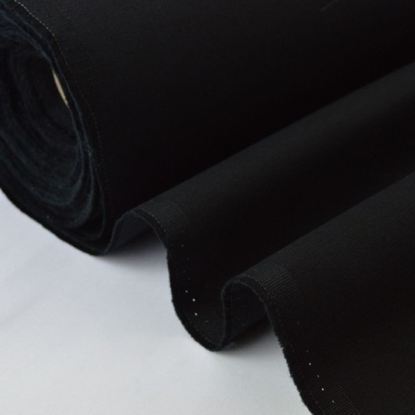 Tissu sergé coton mi-lourd noir 260gr/m² - Photo n°1