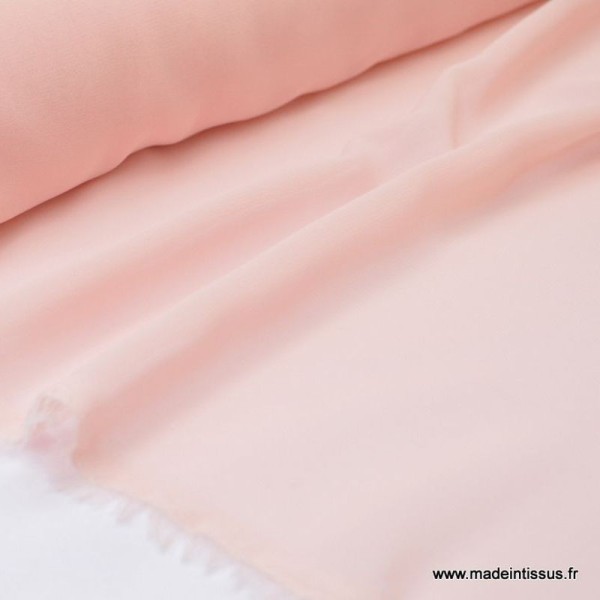 Tissu Mousseline fluide polyester rose poudré - Photo n°1