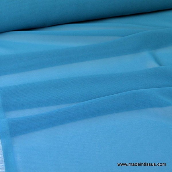 Tissu Mousseline fluide polyester bleu/vert  . - Photo n°1