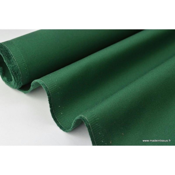 Tissu sergé coton lourd vert 300gr/m² - Photo n°1